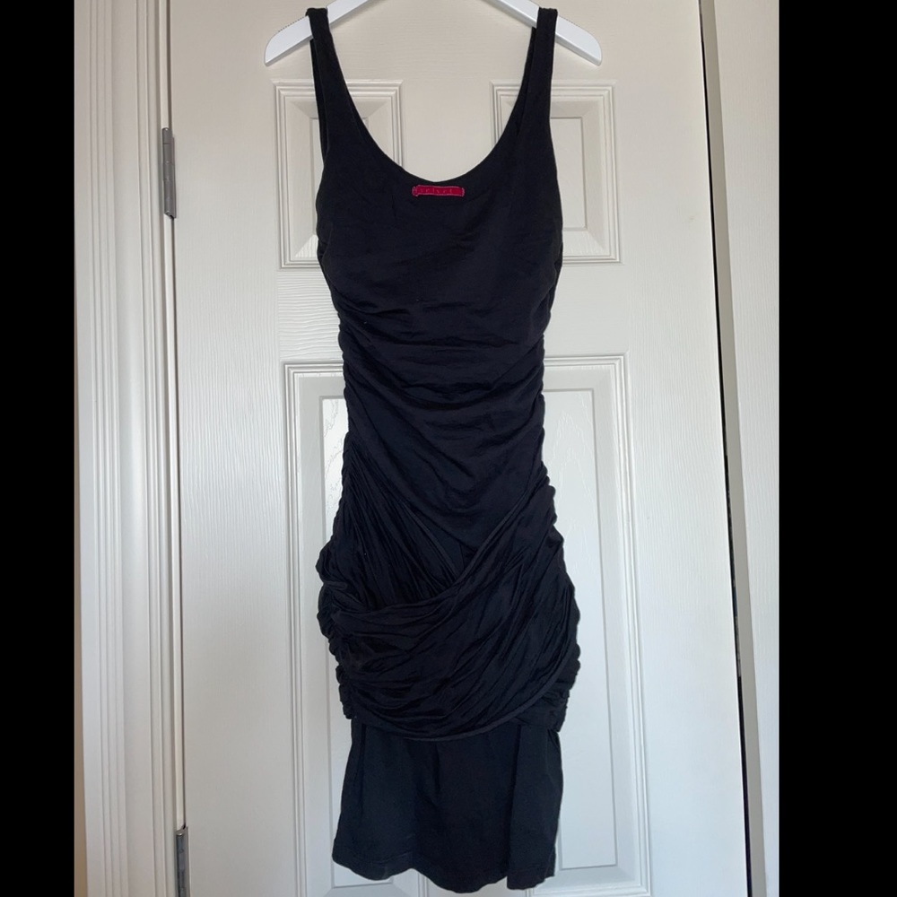NWOT Velvet by Graham & Spencer Black Ruched Dress small
